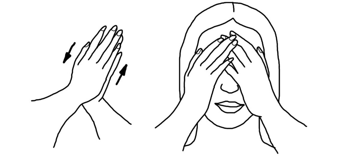 Palm massage is a popular exercise to relax the eye muscles.
